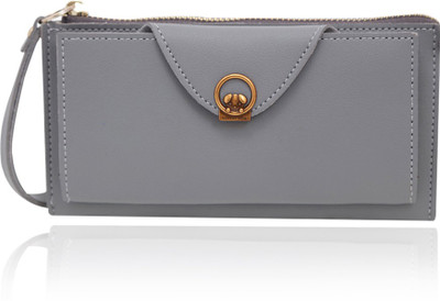 

Quickk Women Grey Artificial Leather Wallet(12 Card Slots), Light gray