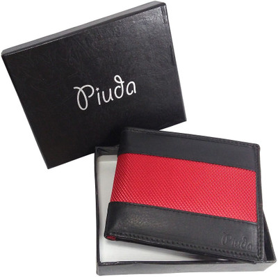 

piuda Men Black Genuine Leather Wallet(10 Card Slots)