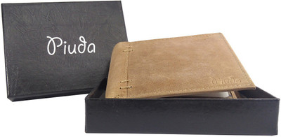 

piuda Men Brown, Beige Genuine Leather Wallet(9 Card Slots)