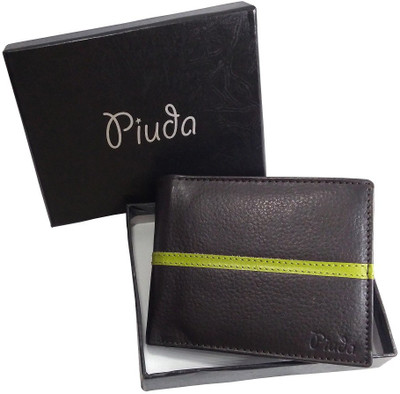 

piuda Men Brown Genuine Leather Wallet(8 Card Slots), Dark brown
