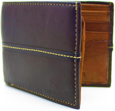 

flex boom Men Brown Genuine Leather Wallet(6 Card Slots)