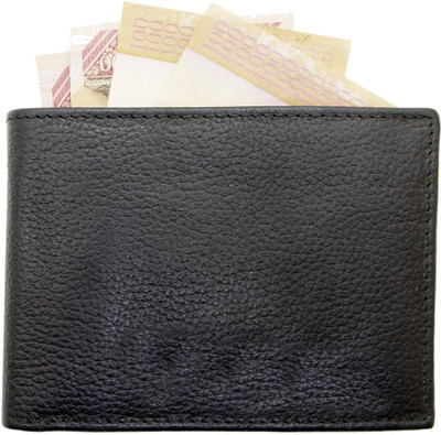 

flex boom Men Black Genuine Leather Wallet(9 Card Slots)