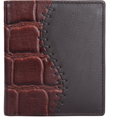 Blu Whale Men Brown, Black Genuine Leather Wallet(10 Card Slots)
