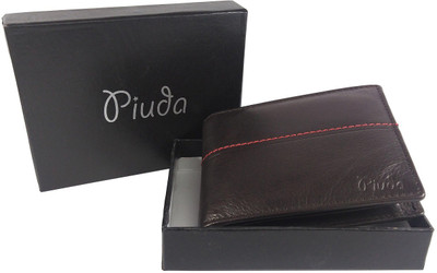 

piuda Men Brown Genuine Leather Wallet(9 Card Slots), Dark brown