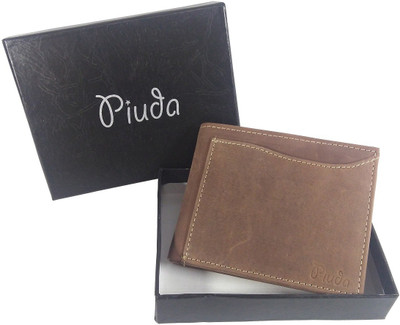 

piuda Men Brown Genuine Leather Wallet(7 Card Slots)