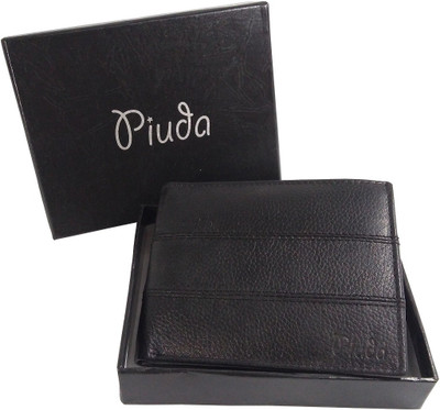 

piuda Men Black Genuine Leather Wallet(10 Card Slots)