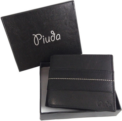 

piuda Men Black Genuine Leather Wallet(10 Card Slots)