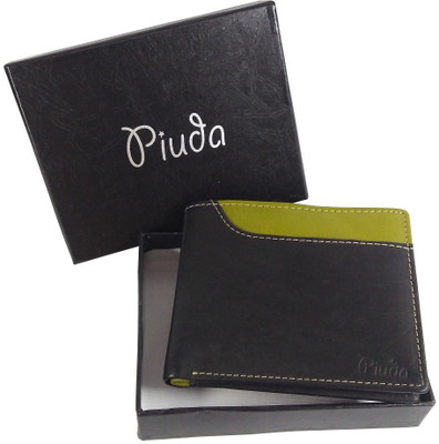

piuda Men Black Genuine Leather Wallet(6 Card Slots)