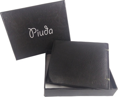 

piuda Men Black Genuine Leather Wallet(12 Card Slots)
