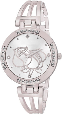 

Celora 535 Designer Rose Silver Dial Diamond Studded Watch - For Women