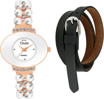 

Crude Analog Watch, Belt Combo(White)