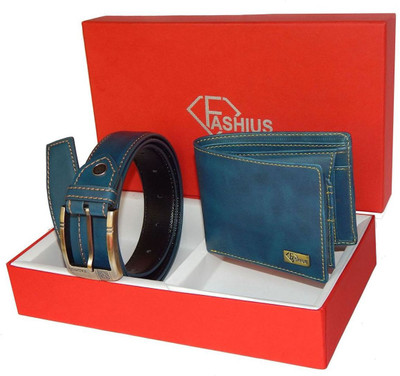 

Fashius Belt, Wallet Combo(Blue)