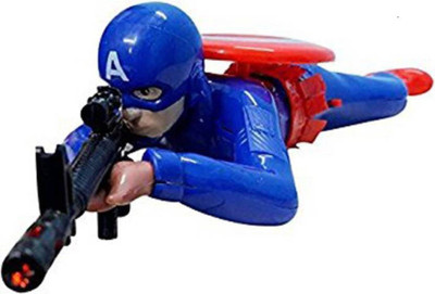 

skyler Avengers Infinity War Stealth Action Captain America Crawling with Gun, light and sound (Blue)(Multicolor)