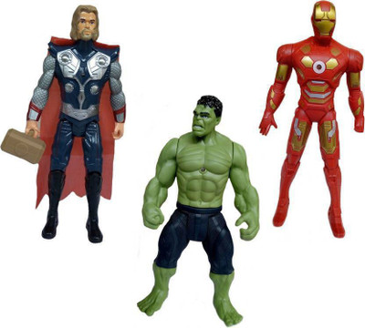 

skyler GREEN HULK ,IRON MAN AND THOR AVENGERS HERO WITH LED LIGHT ACTION FIGURE TOYS FOR KIDS [25CM] (Multicolor)(Multicolor)