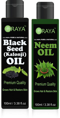 

ORAYA Premium Neem oil and Black seed oil ( Kalonji) combo of 2 bottles of 100 ml (200ml) Hair Oil (200 ml) Hair Oil(200 ml)