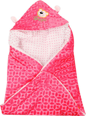 

aroraonlinetraders Self Design  Hooded Baby Blanket(Microfiber, Pink