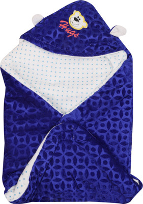 

aroraonlinetraders Self Design  Hooded Baby Blanket(Microfiber, Dark Blue
