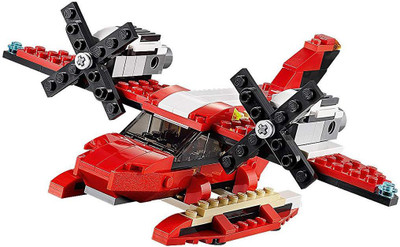 

Bestie Toys Architect Bright Toys Roaring Power Dinosaurus Watervliegtuig Auto 3 In 1 Transformable 374 pcs Sets(Red)