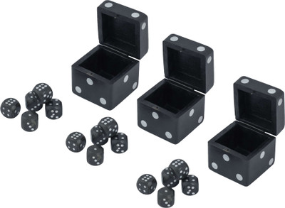 

Craft Art India Decorative Handmade Wooden Black Colour Dice in Dice Game Set-Set Of 3 Pcs Box Holder {SIze(Inch):2.5x2.5x2.5 /135 GR/CHD28003} Board Game