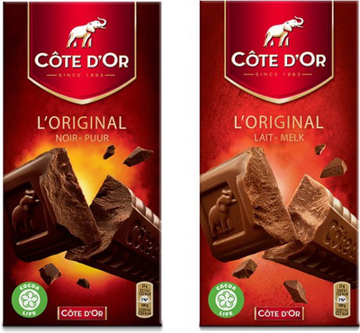 

Cote D'Or Lait Melk Chocolate Bar 200gm and Cote d’Or Noir Puur Chocolate Bar 200gm, Combo pack Bars(400 g)
