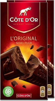 

Cote D'Or Noir Puur Chocolate Bar 200g (Pack of 2) Bars(Pack of 2, 400 g)