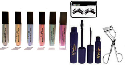 

caroline Eyelashes , Padma Eyeliner And Mascara , Eyelashes Curler , Birghten The Liquid Pigment Pack Of 6(Set of 10)