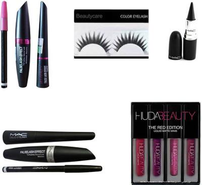 

beautycare combo set of red editon eyeliner eyebrow pencil eyemascara mac eyeliner eyebrow pencil eyemascara kajal eyelashes(Set of 9)