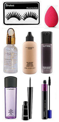 

brutus Eyelashes , Smoothing Primer , Face & Body Foundation , Face Serum , Makeup remover , Eyeliner , Haute Naughty Liquid Mascara , Sponge Puff(Set of 8)