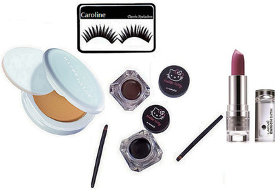 

caroline Eyelashes , Compact , hello Kitty Eyeliner , Enrich Lipstick(Set of 5)