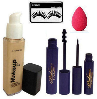 

brutus Eyelashes , Makeup Foundation , Padma Liner, mascara , Sponge Puff(Set of 5)