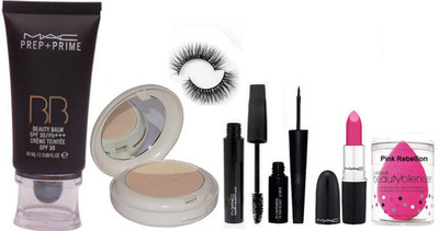 

Pink Rebellion & Beaty Balm Foundation & LightFul Dual Sided Compact & Candy Yum Yum Lipstick & Liquid Last Eyeliner+Mascara With Sponge Puff(Set of 7)