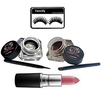 fancify Eyelashes, Mac Lustre Rouge A Levres Matte Finish Lipstick, Hello Kitty Two Eyeliner(Set of 3)