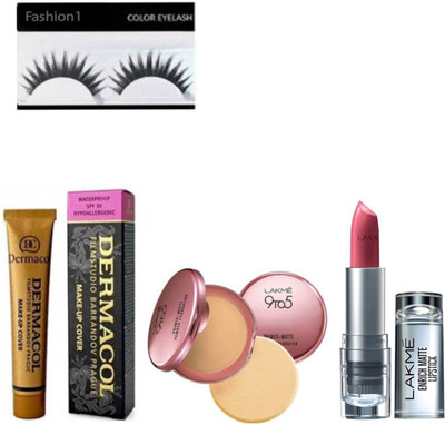 

FASHION 1 COMBO SETS BEST EYELASHS ,DERMACOL ,9T05 PRIMER POWDER WITH MATTE LIPSTICK (SET OF 4(Set of 4)