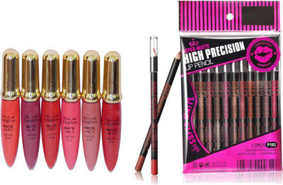

firstzon™ high precision lip liner with 6 matte lipgloss(Set of 18)