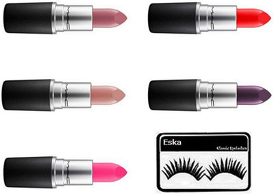 

Eska Eyelashes, Matte Finish Long Lasting lipstick (Pack of 5)(Set of 6)