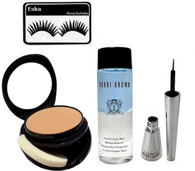 

Eska Eyelashes, Mac Two wey Compact, Brooke Candy Eyeliner, Bobbi Brown Instant Longwear Makeup Remover(Set of 4)
