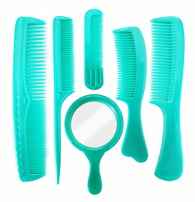 

AASA NEw Design Plastic Comb Set With Compact Mirror, Set Of 6(Set of 6)