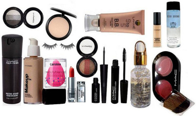 

caroline Sponge puff, studio fix Compact, makeup pro long wear spf 30 foundation, Liquid Last EyeLiner, Hauty and Naughty Mascara, Eyeshadow Fard A Joues Mineraliz (set of 2), Pre+Prime moisture infusion serum, smoothing perfect primer, Two shade Blusher,