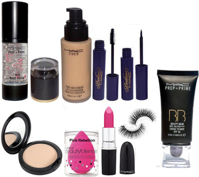 

Pink Rebellion & Studiowaterweight Foundation & Studiofix Compact & Skin Base Visage Primer & Sponge Puff & Padma Eyeliner+Mascara & Eyelashes & Candy Yum Yum Lipstick With Beauty Balm Foundation(Set of 9)