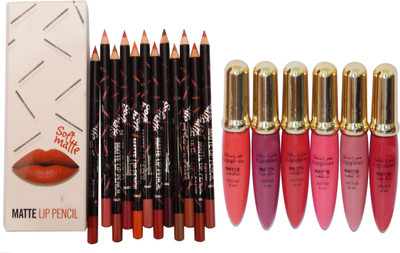

firstzon™ Soft matte lip liner with 6 matte longlasting lipgloss(Set of 18)