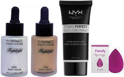 

fancify Sponge Puff & prep+prime Highlight(pack Of 2), Nyx Studio Perfect Photo-loving Face Primer Gel(Set of 4)