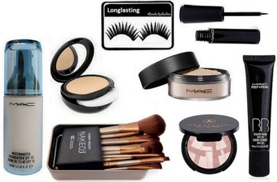 

Longlasting Eyelashes&Mac Loose Powder&Match Master Foundation&Liquid Last Eyeliner&Studio Fix Compact&BB Creme Teintee&Naked 3 Brush&Anastasia Illuminater(Set of 8)