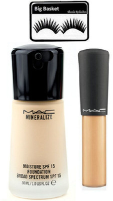 

big basket Eyelashes, Mac Mineralize moisture foundation with Minaralize Concealer(Set of 3)
