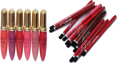 

firstzon™ Super matte lipliner with 6 matte lipgloss(Set of 18)