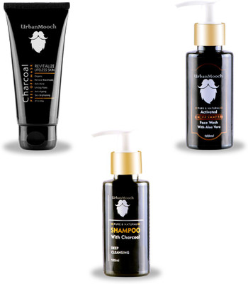 

UrbanMooch Activated Charcoal Peel Off Mask, Charcoal Face Wash & Charcoal Shampoo for Skin Brightening, Blackheads Removal & Deep Cleansing(Set of 3)