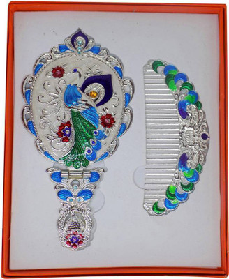 

AASA Silver Decorative Handheld Mirror With Comb, Set Of 2(Set of 2)
