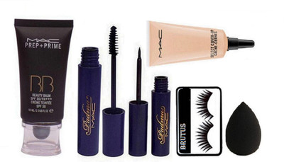 

BRUTUS Eyelashes, BB Cream ,Padma Eye liner,mascara , select cover-up Concealer, Sponge Puff(Set of 6)
