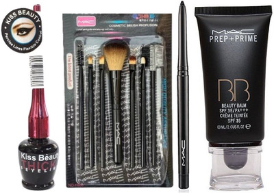 

Kiss Beauty Eyeliner + Brush Set + Kajal Combo(Set of 4)