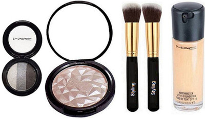 

styling Make up Brush, Mac Fit Beauty Make up Powder Illuminator, Matchmaster Foundation& Eyeshadow Fard A Joues Mineralize(Set of 5)