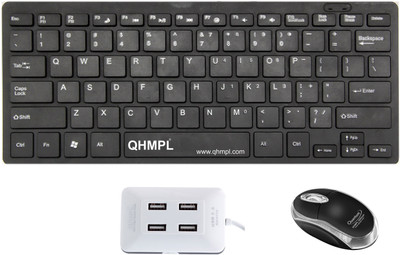 

Quantum Hi-Tech QHM 7307/222/6633 Wired USB Mouse,Mini Keyboard & USB 4 Port Hub Combo Set